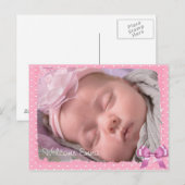 Mooie Roze Stippen Baby Geboorte Aankondiging (Voorkant / Achterkant)