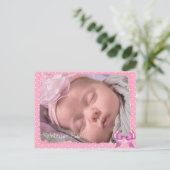 Mooie Roze Stippen Baby Geboorte Aankondiging (Staand voorkant)