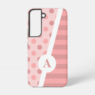 Mooie Roze Stippen en Strepen Patroon Samsung Galaxy Hoesje