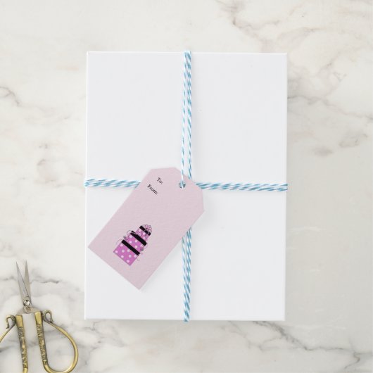 Mooie Roze Stippen Pakketten Cadeaulabel (Met Touw)