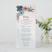 Mooie roze, stoffige blauw navy bloemen groen menu (Staand voorkant)