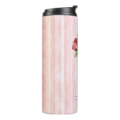 Mooie Roze Strepen Rozen Bloem Thermosbeker (Gedraaid links)