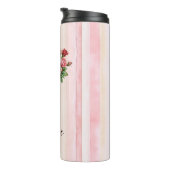 Mooie Roze Strepen Rozen Bloem Thermosbeker (Geroteerd rechts)