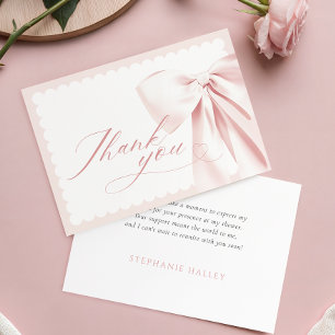 Mooie Roze Strik Baby Shower Bedankkaart