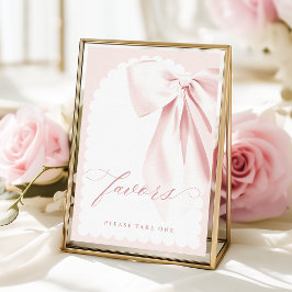 Mooie Roze Strik Baby Shower Favor Table Bord Poster