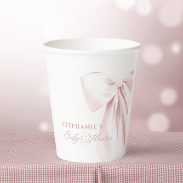 Mooie Roze Strik Baby Shower Papieren Bekers