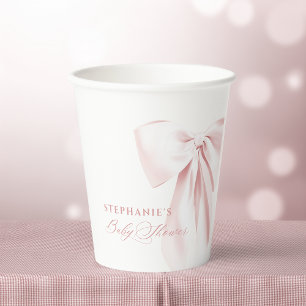 Mooie Roze Strik Baby Shower Papieren Bekers