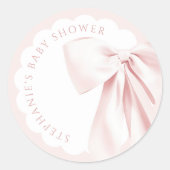 Mooie Roze Strik Babyshower Stickers (Voorkant)