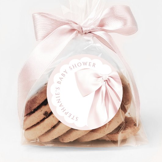Mooie Roze Strik Babyshower Stickers