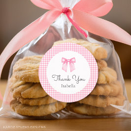 Mooie Roze Strik Bedankt Baby Shower Ronde Sticker