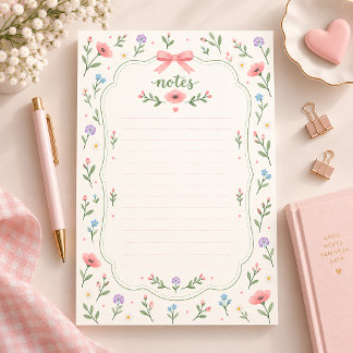 Mooie Roze Strik Bloemige Kantoor Papier