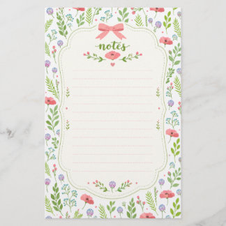 Mooie Roze Strik Bloemige Kantoor Papier