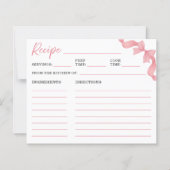 Mooie Roze Strik Bruiloft Borrel Receptkaart (Voorkant)