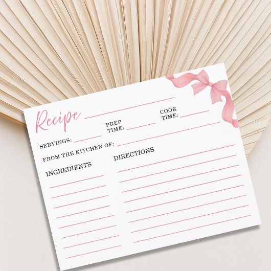 Mooie Roze Strik Bruiloft Borrel Receptkaart