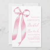 Mooie roze strik Brunch Bruidsuitnodiging Kaart (Voorkant)