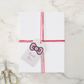 Mooie Roze Strik Fantasievol  Cadeaulabel (Met Touw)