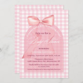 Mooie Roze Strik Gingham Boog Script Meisje Baby S Kaart (Voorkant / Achterkant)