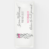 Mooie Roze Strik Grijze en Witte Vlecht Haarstylin Spandoek (Verticaal)