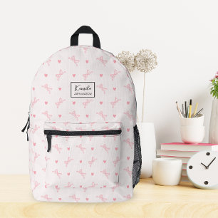 Mooie Roze Strik & Hart Coquette Aangepast Script Bedrukte Rugzak