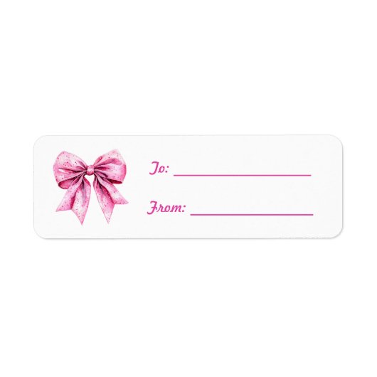 Mooie Roze Strik Kerstornament Etiket (Voorkant)