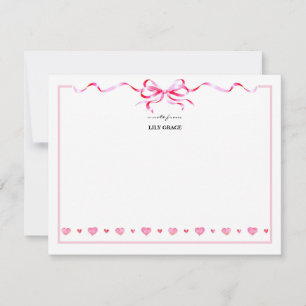 Mooie Roze Strik Lint Frame Notitiekaartje