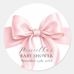 Mooie Roze Strik Lint Meisje Baby Borrel Ronde Sticker