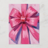 Mooie Roze Strik Lint Watercolor Briefkaart (Voorkant)