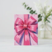 Mooie Roze Strik Lint Waterverf Briefkaart (Staand voorkant)