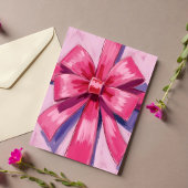 Mooie Roze Strik Lint Waterverf Kaart