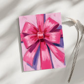 Mooie Roze Strik Lint Waterverf Kaart