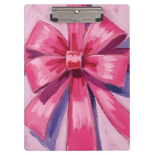 Mooie Roze Strik Lint Waterverf Klembord (Voorkant)