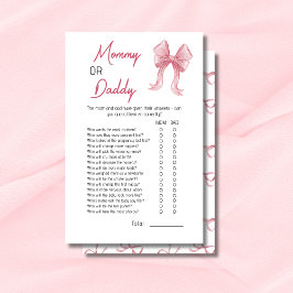 Mooie Roze Strik Mamá of Papá Baby Shower Spelkaar