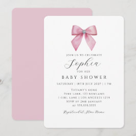 Mooie Roze Strik Meisje Baby Shower Kaart