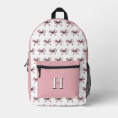 Mooie Roze Strik Rugzak met Monogram (Voorkant)