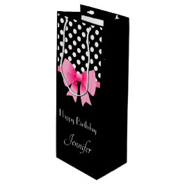 Mooie Roze Strik Script Gelukkige Verjaardag Wijn Cadeautas