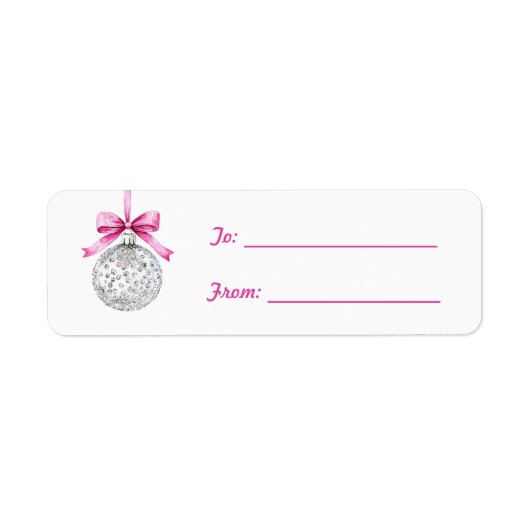 Mooie Roze Strik Zilveren Kerstornament Etiket (Voorkant)