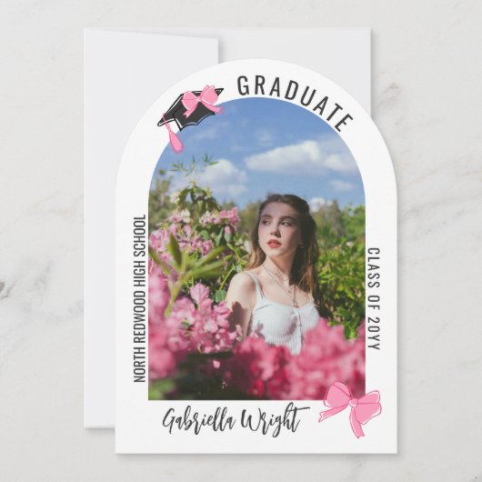 Mooie Roze Strikjes Boog Afstudeerfeest Kaart (Voorkant)