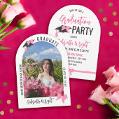 Mooie Roze Strikjes Boog Afstudeerfeest Kaart