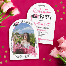 Mooie Roze Strikjes Boog Afstudeerfeest Kaart