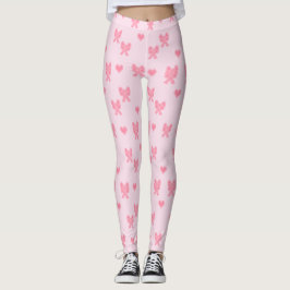 Mooie Roze Strikjes en Hartjes Coque Leggings