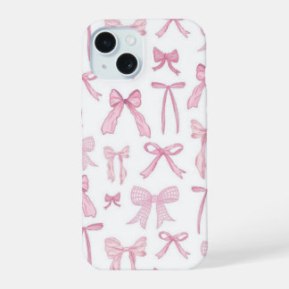 Mooie Roze Strikjes Esthetische Hoes voor Telefoon iPhone 15 Case