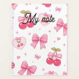 Mooie Roze Strikjes & Kersen Notitieboek | Kawaii