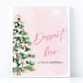 Mooie Roze Strikken Kerstboom Dessertbar Bord Poster