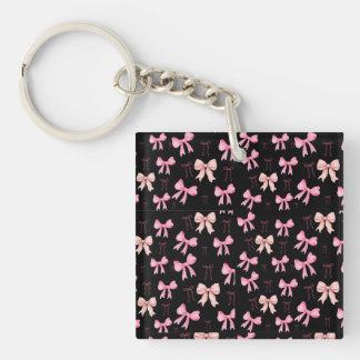 Mooie Roze Strikken op Zwarte Patroon Promotie Sle Sleutelhanger
