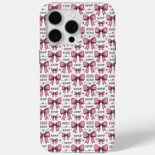 Mooie Roze Strikken XOXO Doodle Coquette Patroon iPhone 15 Pro Max Hoesje