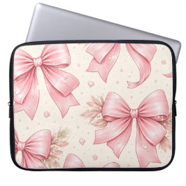 Mooie Roze Strikpatroon Vrouwelijke Coquette Esthe Laptop Sleeve