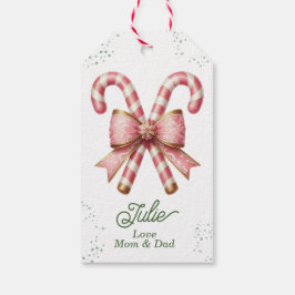 Mooie Roze Suikerstok Kerstmis Cadeaulabel