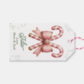 Mooie Roze Suikerstok Kerstmis Cadeaulabel (Voorkant (Horizontaal))