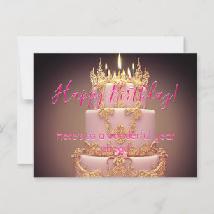 Mooie Roze Taart Gelukkige Verjaardag Wensen Brief Briefkaart