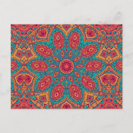 Mooie Roze Teal Oranje Zen Patroon Briefkaart